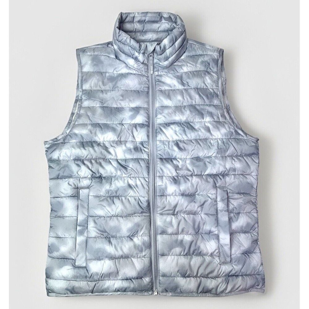 Gap Quilted Puffer Vest Jacket Clouds Womens Medium Zip Front Winter 2022